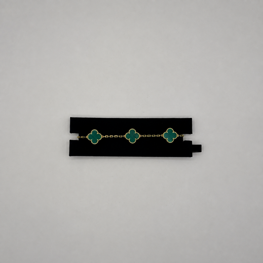 Pulsera Van Cleef tres tréboles dorada verde malaquita - foto 23