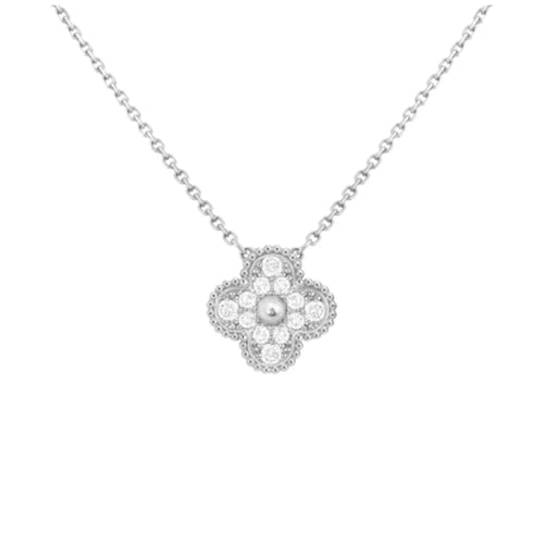 Collar Van Cleef trébol plateado con zirconias