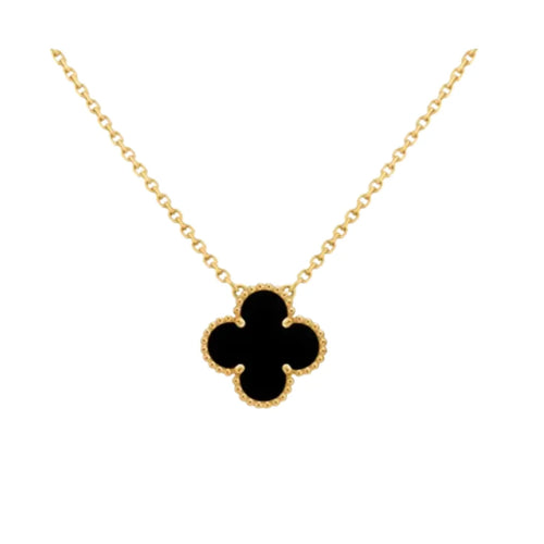 Collar Van Cleef trébol dorado negro ónix