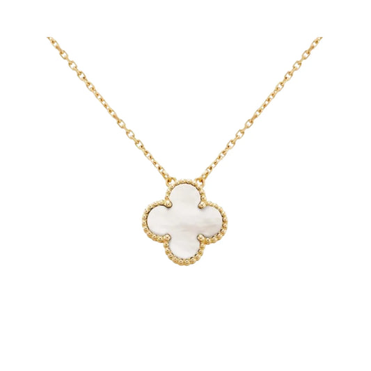 Collar Van Cleef trébol dorado de nácar blanco